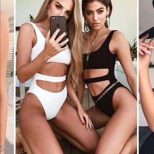 Cut out jumpsuit/swimsuit in white